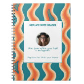 Carnet Personalized Teal and Orange Wave Patterned  (Devant)