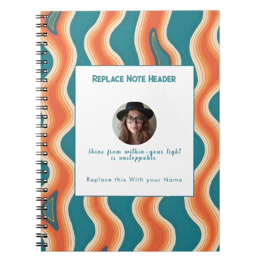 Carnet Personalized Teal and Orange Wave Patterned (Devant)