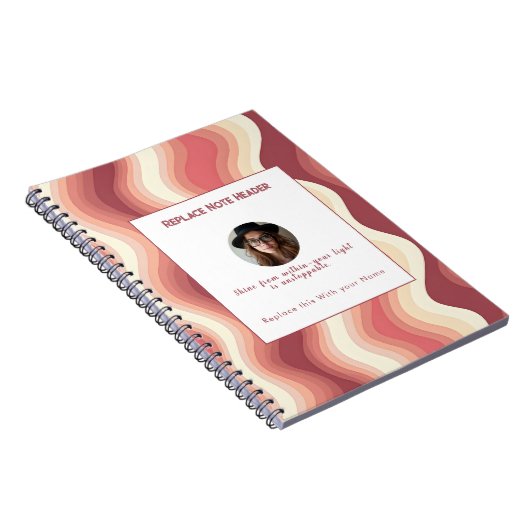 Carnet Personalized Terra Cota and Cream Wave Patterned  (Côté Droit)