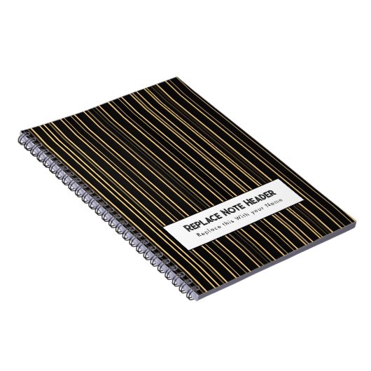 Carnet Personalized Vertical Stripe Black Gold (Côté Droit)