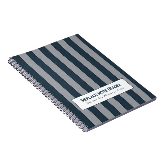 Carnet Personalized Vertical Stripe Blue Grey (Côté Droit)