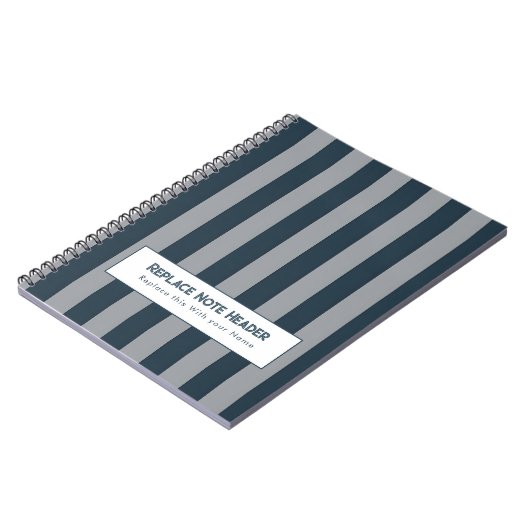 Carnet Personalized Vertical Stripe Blue Grey (Côté gauche)