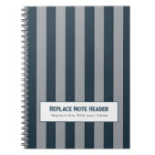 Carnet Personalized Vertical Stripe Blue Grey (Devant)