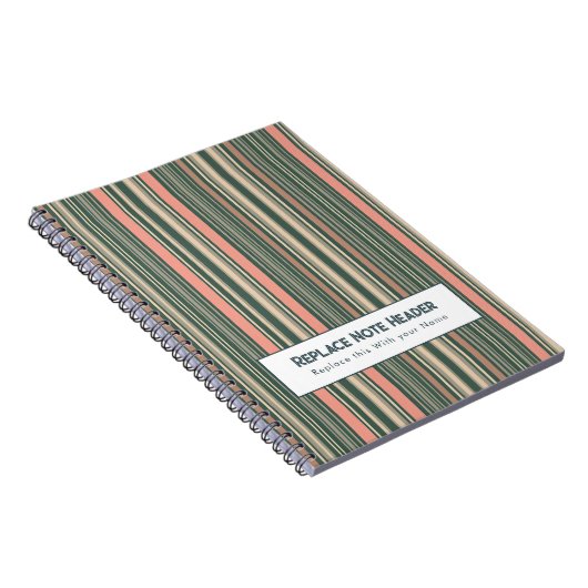 Carnet Personalized Vertical Stripe Teal Pink (Côté Droit)