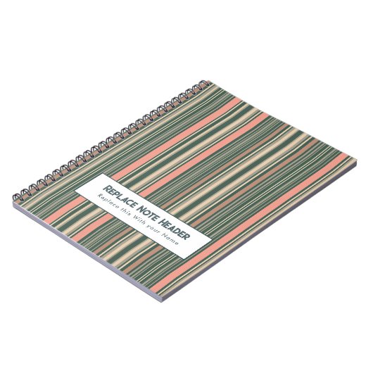 Carnet Personalized Vertical Stripe Teal Pink (Côté gauche)
