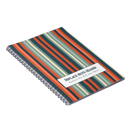 Carnet Personalized Vertical Stripe Teal Rust (Côté Droit)