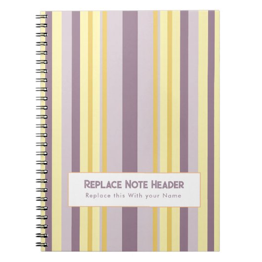 Carnet Personalized Vertical Stripe Yellow Lavender (Devant)