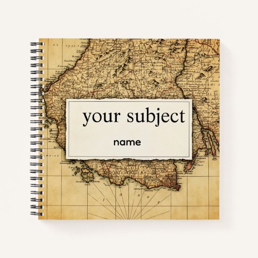Carnet Personalized Vintage Antique World Map Notebook -  (Devant)