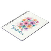 Carnet Personalized Watercolor Floral Name Notebook (Côté gauche)