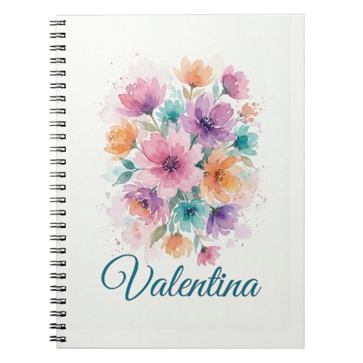Carnet Personalized Watercolor Floral Name Notebook (Devant)