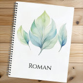 Carnet Personalized Watercolor Leaf Spiral Notebook