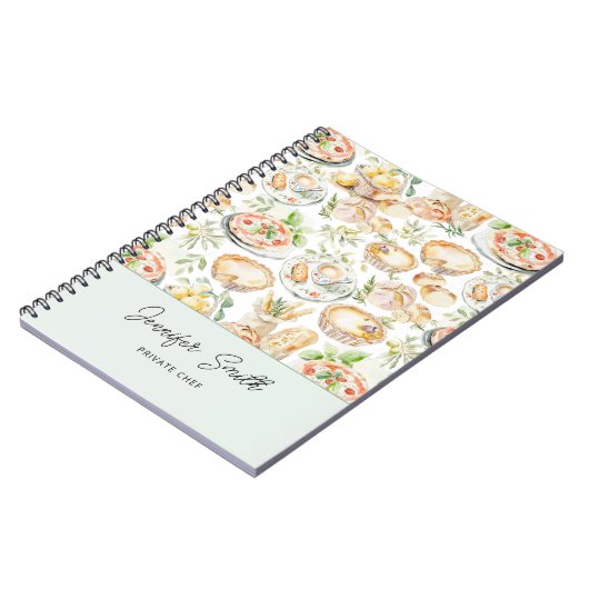 Carnet Personalized Watercolor Mediterranean Food Pattern (Côté gauche)