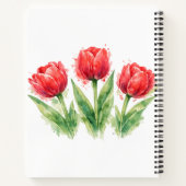 Carnet Personalized Watercolor Red Tulips (Dos)