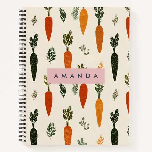Carnet Personalized Whimsical Carrot Patch Rustic (Devant)