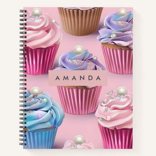 Carnet Personalized Whimsical Pastel Cupcake Dreams (Devant)