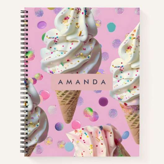 Carnet Personalized Whimsical Pastel Ice Cream Dream (Devant)
