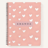 Carnet Personalized White Heart Pattern on Blush  (Devant)