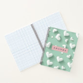 Carnet Personalized White Heart Pattern on Mint (Intérieur)