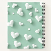 Carnet Personalized White Heart Pattern on Mint (Dos)