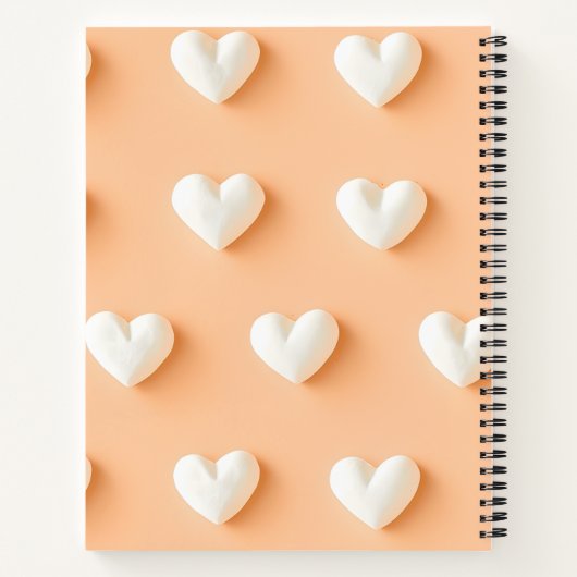 Carnet Personalized White Heart Pattern on Peach (Dos)