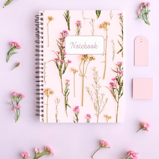 Carnet Personalized Wildflower Pink Spiral Notebook