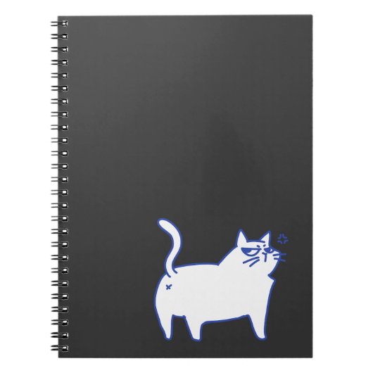 Carnet Personnage de chat blanc mignon drôle doodle (Devant)