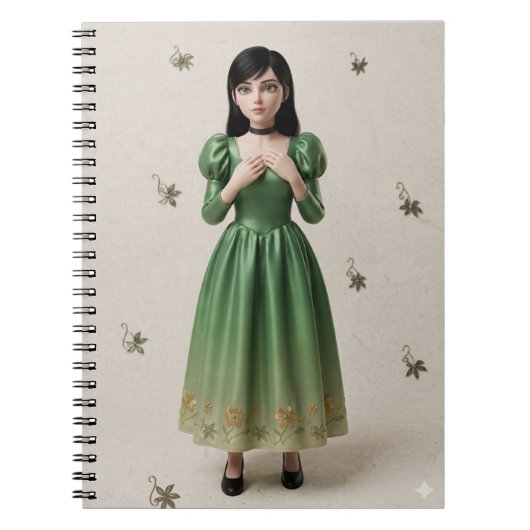 Carnet Personnage de princesse émeraude 3D (Devant)