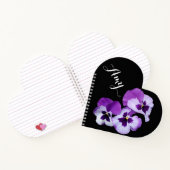 Carnet Personnalisable Amy nom purple pansé coeur floral (Intérieur)