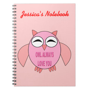 Carnet personnalisable Chouette de message d'amour