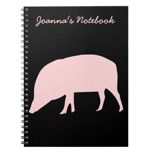Carnet personnalisable de cochon rose (Devant)