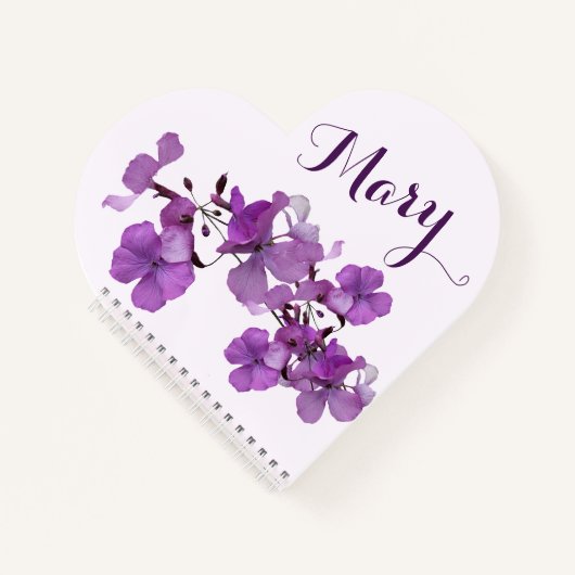 Carnet Personnalisable nom Mary joli mauve floral simple (Devant)