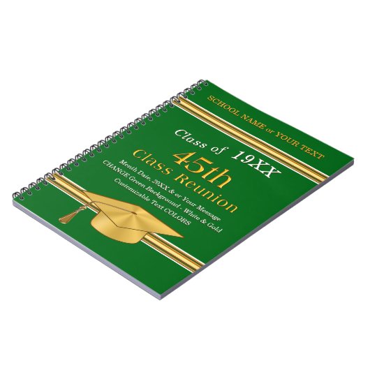 Carnet Personnalisé, 45e Classe Cadeaux de Réunion, Or Ve (Côté gauche)