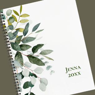 Carnet PERSONNALISÉ à feuille verte botanique MINI