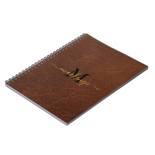 Carnet personnalisé à l'aspect cuir marron