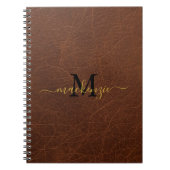 Carnet personnalisé à l'aspect cuir marron (Devant)