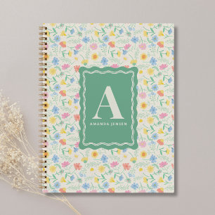 Carnet personnalisé à motif floral de fleurs sauva