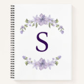 Carnet personnalisé à spirale avec initiale floral (Devant)