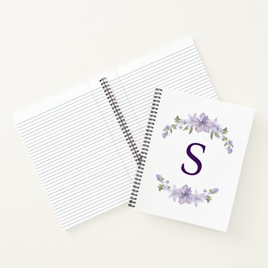 Carnet personnalisé à spirale avec initiale floral (Intérieur)