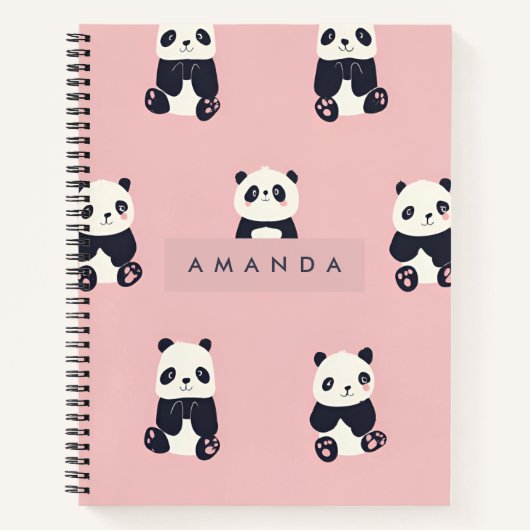 Carnet Personnalisé adorable Motif Panda (Devant)