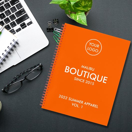 Carnet Personnalisé Ajouter Logo Simple Moderne Orange Bu