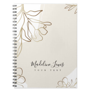 Carnet personnalisé avec fleurs d'or