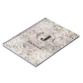 Carnet personnalisé avec monogramme et texture mar (Côté gauche)