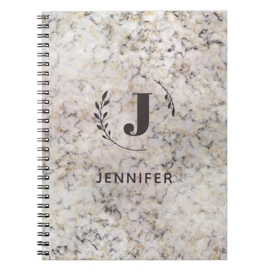 Carnet personnalisé avec monogramme et texture mar (Devant)