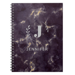 Carnet personnalisé avec monogramme et texture mar