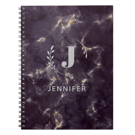 Carnet personnalisé avec monogramme et texture mar (Devant)