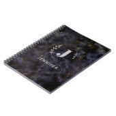 Carnet personnalisé avec monogramme et texture mar (Côté gauche)