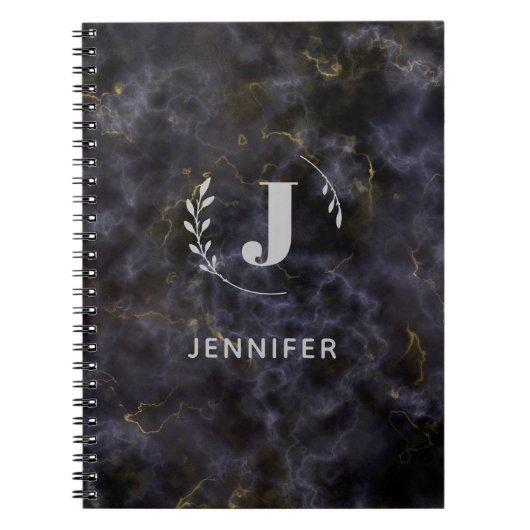 Carnet personnalisé avec monogramme et texture mar (Devant)