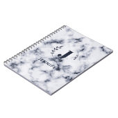 Carnet personnalisé avec monogramme et texture mar (Côté gauche)