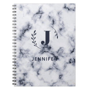 Carnet personnalisé avec monogramme et texture mar
