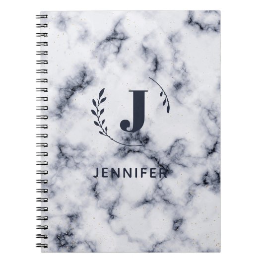 Carnet personnalisé avec monogramme et texture mar (Devant)